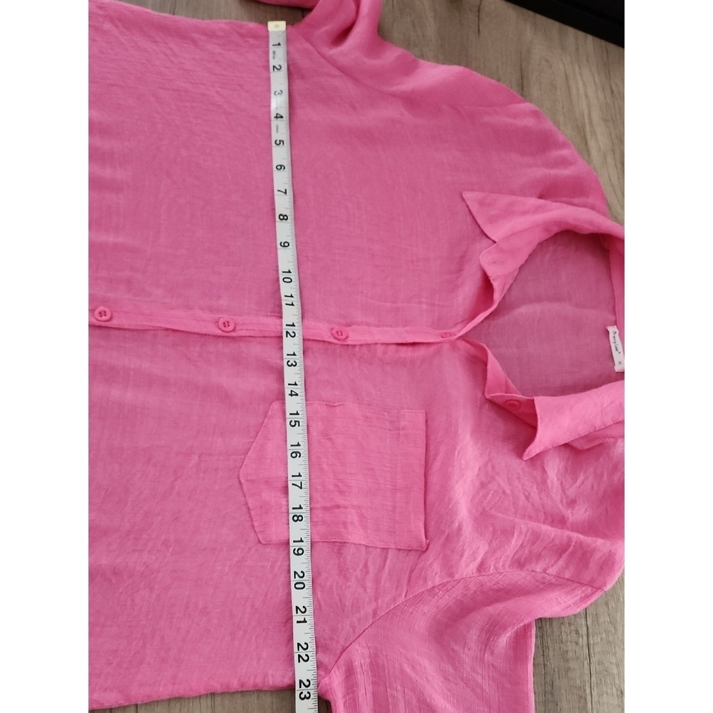 Breezy Lane Pink Sheer Beach Cover Up Tunic XL Lightweight Button Down - Picture 5 of 6